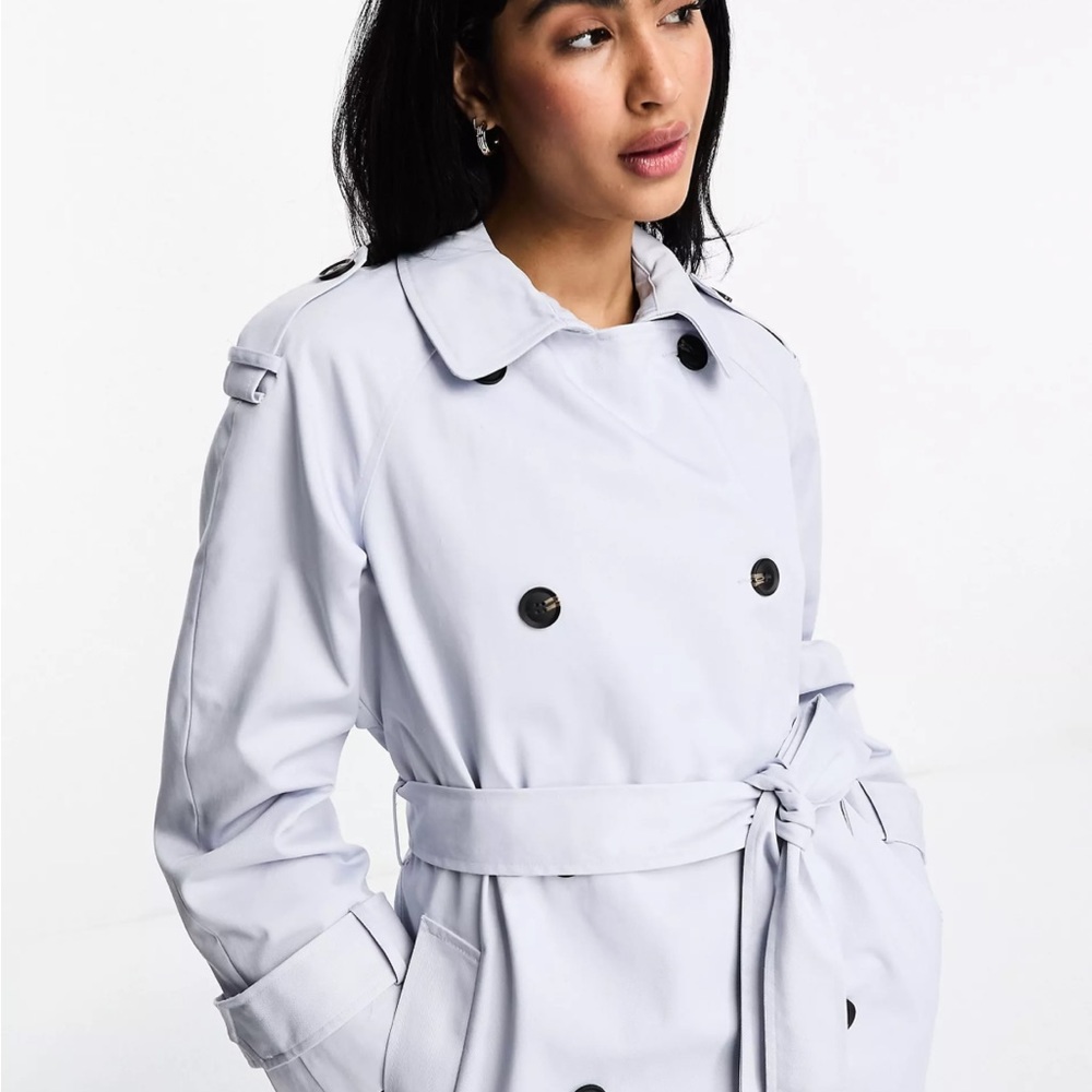 ASOS DESIGN longline trench in pale blue